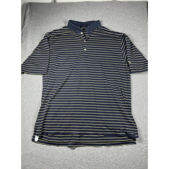 Peter Millar Mid South Club golf Polo blue Stripe Size Large‎ NC - Picture 2 of 5